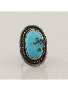 Sterling Silver Natural Turquoise Ring Size 4 1/4 Teen, Pinky